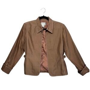 Adrianna Papell Silk Shantung Light Belted Jacket Vintage Women's Sz 10 Brown